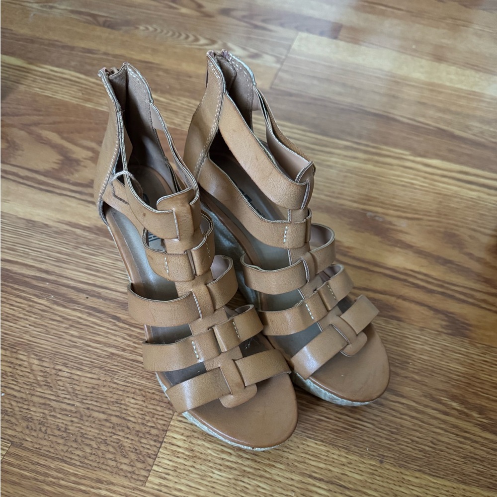 Brash Tan Strappy Wedge Sandals